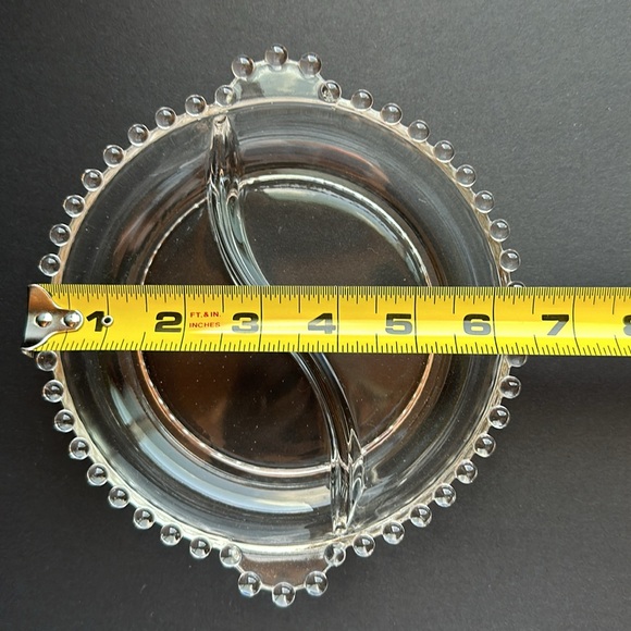 VTG Candlewick Divided 2 Section Glass Candy / Relish Dish With Handles 6-1/2” - Picture 4 of 6